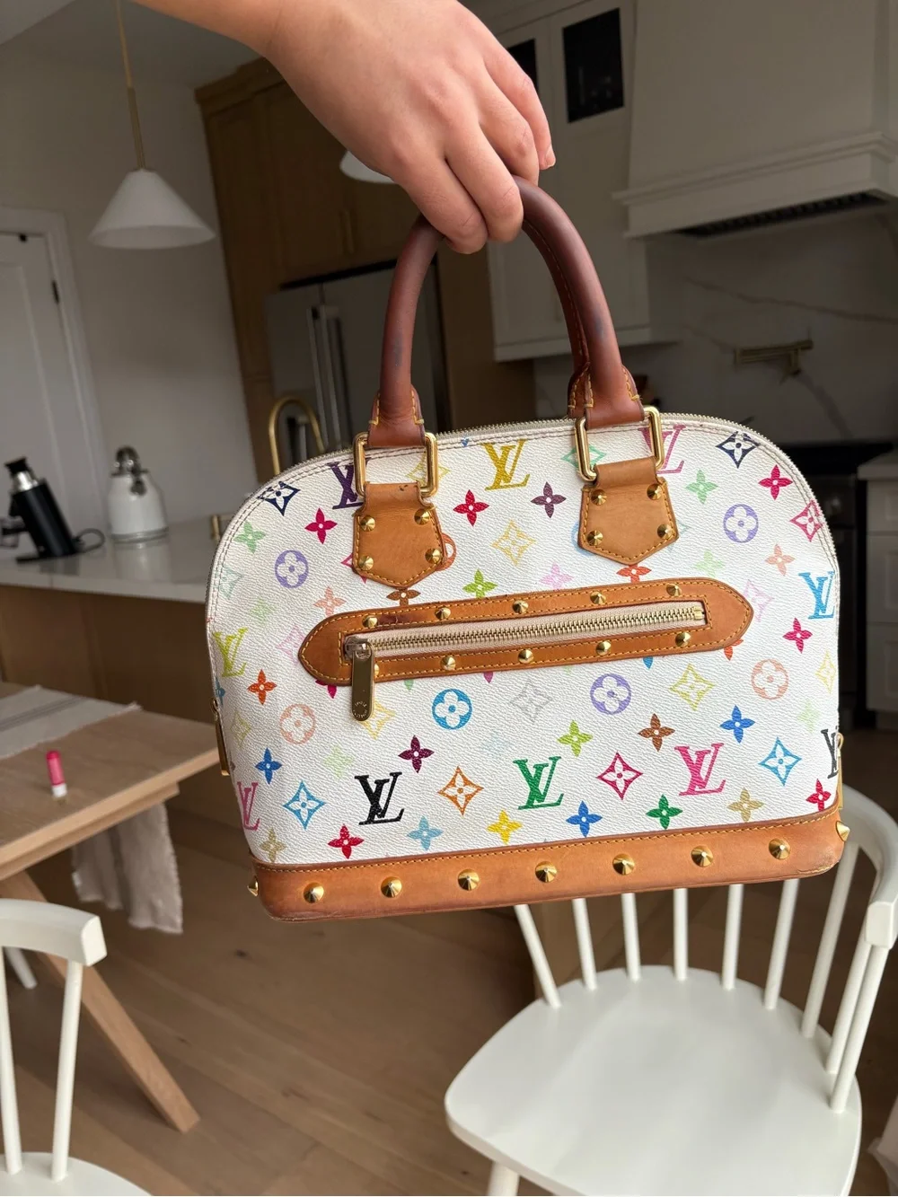 Authentic Louis Vuitton x Takashi Murakami White Multicolor Alma PM Bag 2003 - Picture 9 of 10